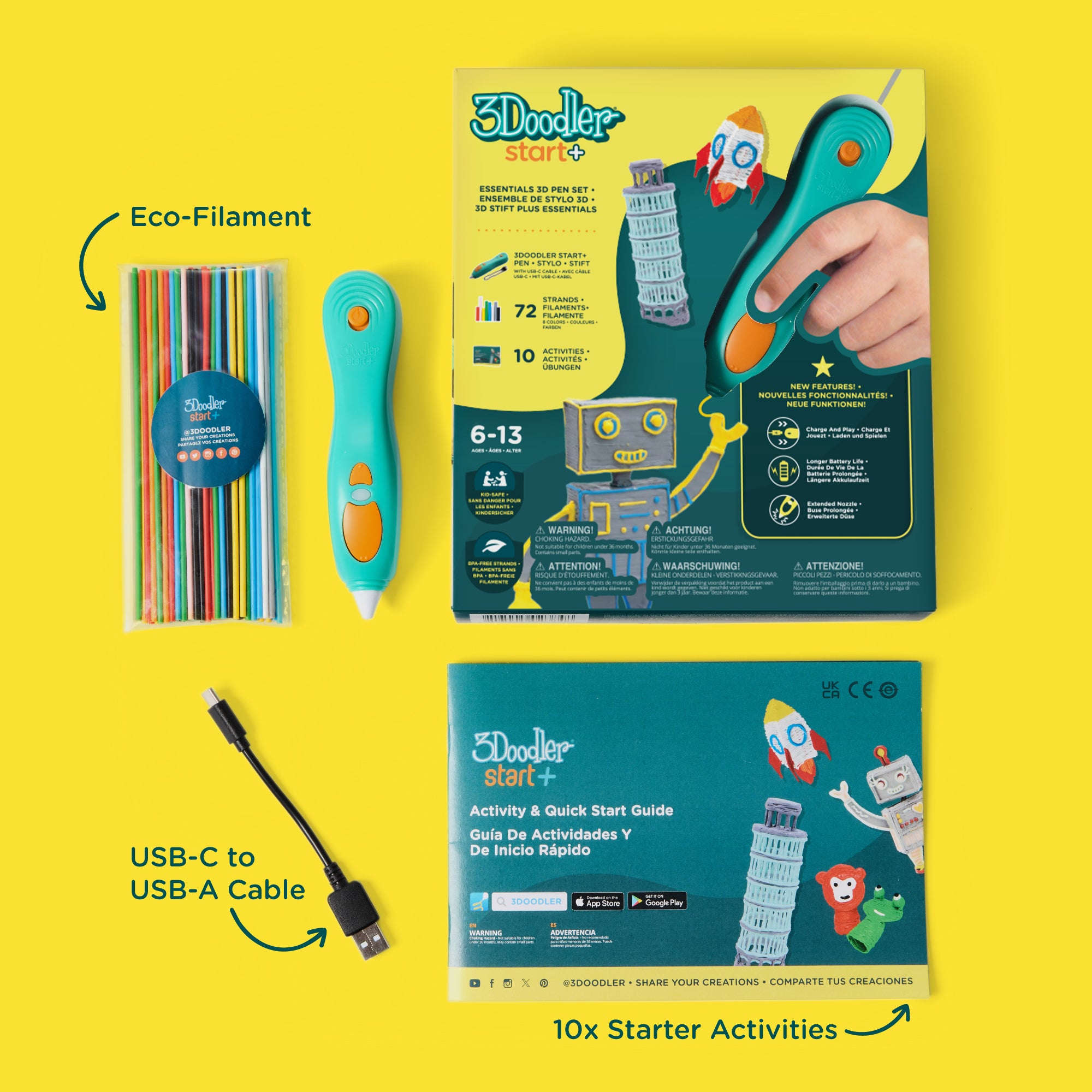 プリンター・複合機 3Doodler Create+ Essentials Pen Set 3Doodler Start+ Essentials 3D Printing Pen Set – 3Doodler UK
